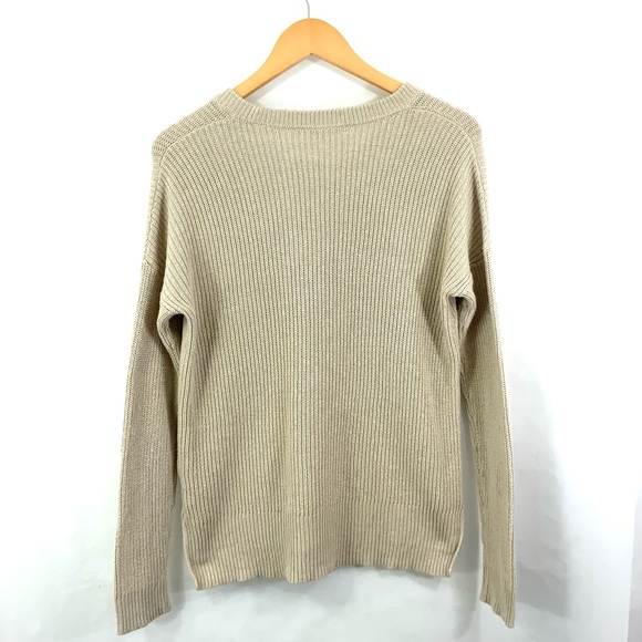 MADEWELL Ribbed Knit Sweater Thompson Pocket Pullover Sweater Fawn Oat Cream C24 - Picture 5 of 11